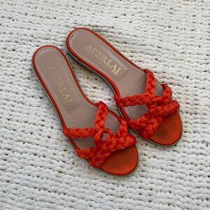 Aperlai Women's Orange Woven Satin Slides - Size 38 1/2